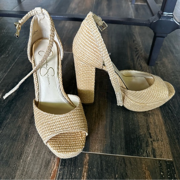Jessica Simpson Beige Woven Heels - Picture 1 of 4